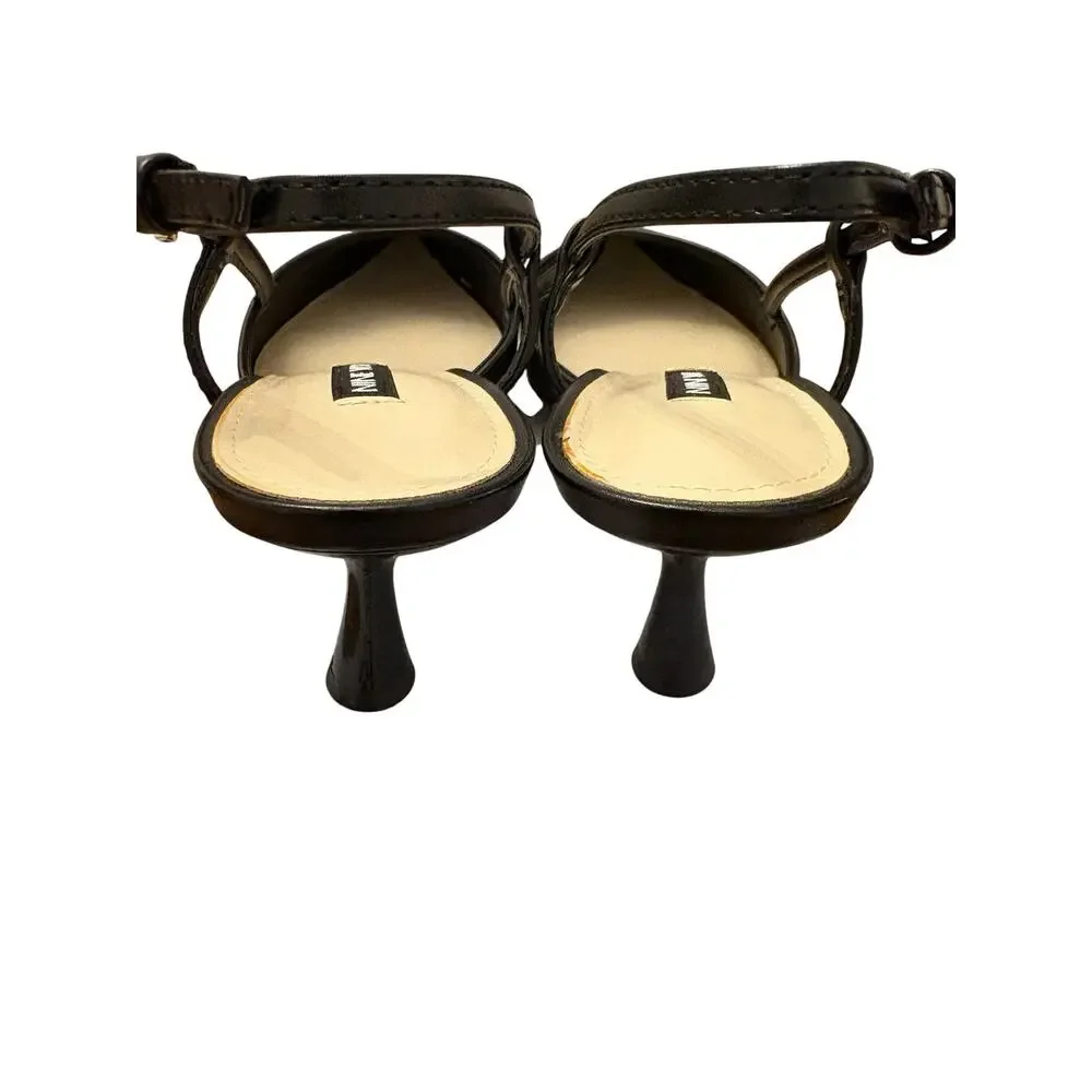 Nine West Women's Black Rizzy Slingback Kitten Faux Leather Heels 7.5 NEW - Picture 7 of 8